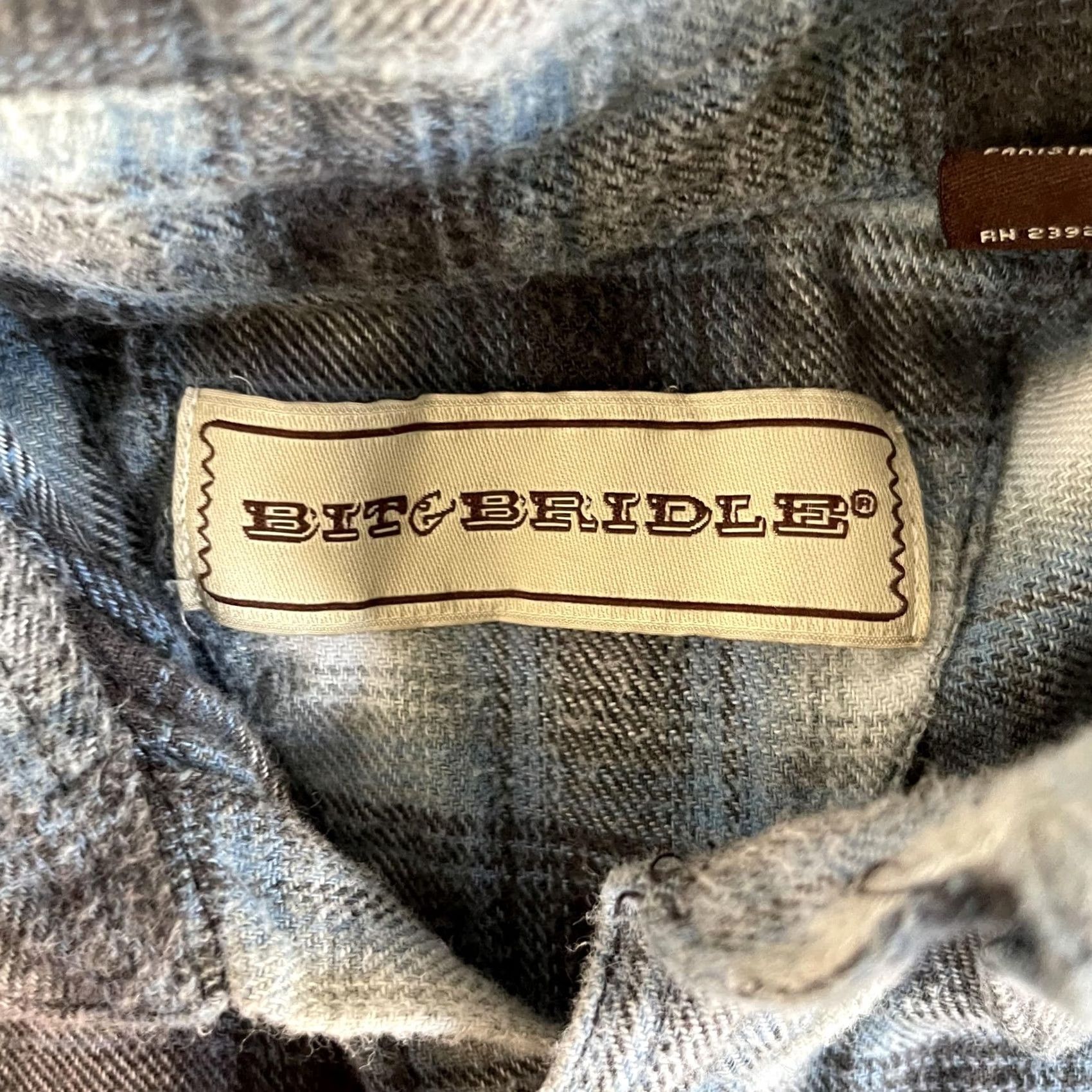 Vintage VINTAGE Bit & Bridle Mens Large Blue Plaid Button Up Western Flannel Shirt Size US L / EU 52-54 / 3 - 3 Thumbnail