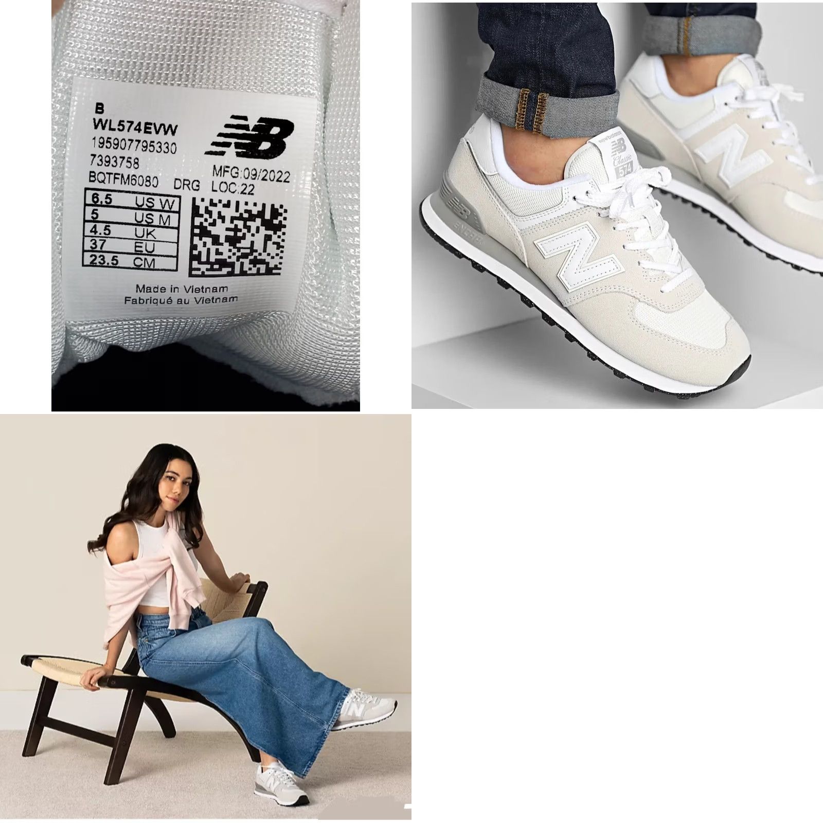 New Balance New Balance 574 Core Sneakers WL574EVW Nimbus Cloud / White Womens US 6.5 B Size US 7 / IT 37 - 9 Thumbnail