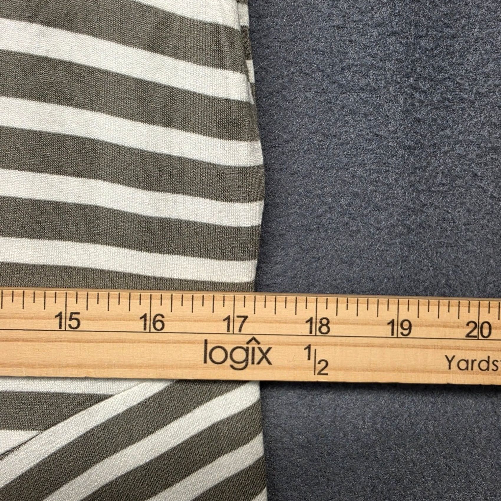 Vintage Chicos Dress Green White Striped Asymmetrical Hem Dress Women L Regular Midi Stretch, 2 US, Fit & Flare, Womens Size L / US 10 / IT 46 - 5 Thumbnail
