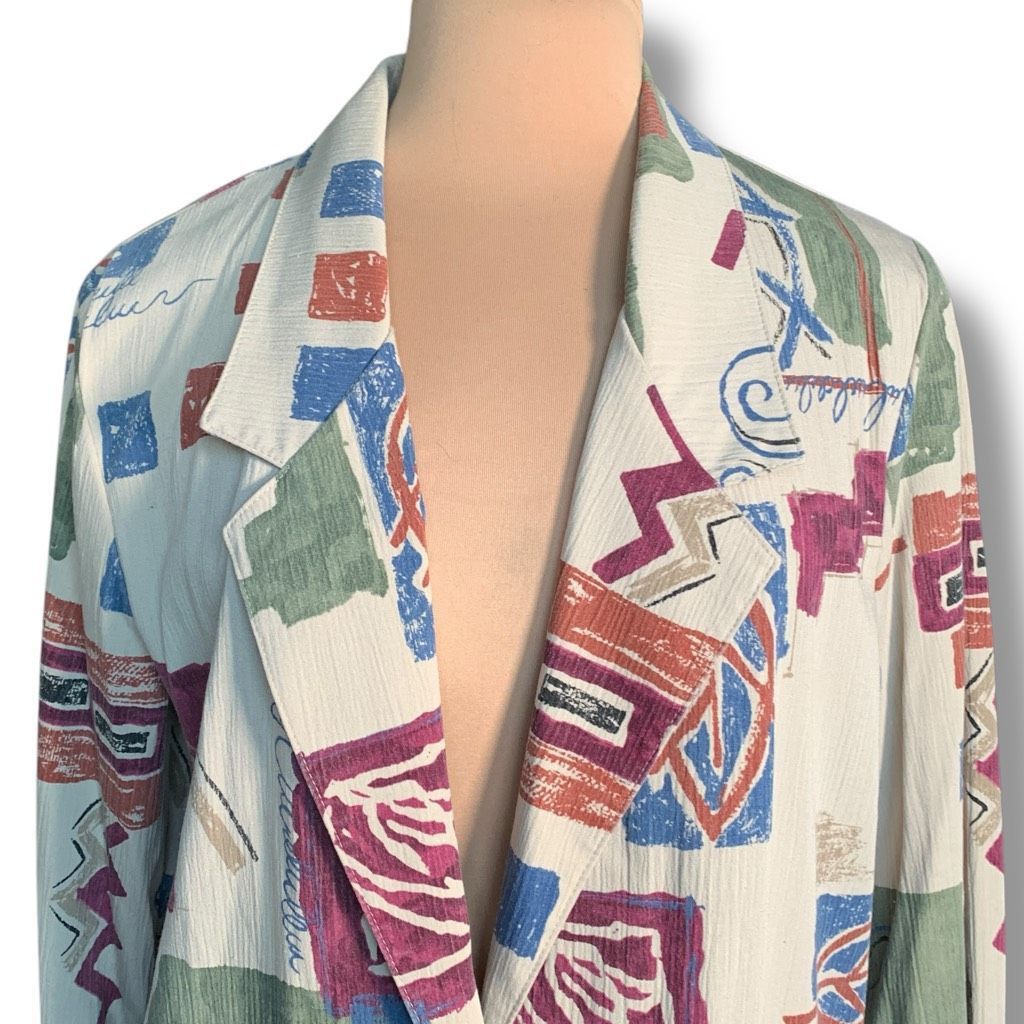Vintage Vintage Alfred Dunner Oversized Abstract Print Blazer Jacket Size XL / US 12-14 / IT 48-50 - 4 Thumbnail