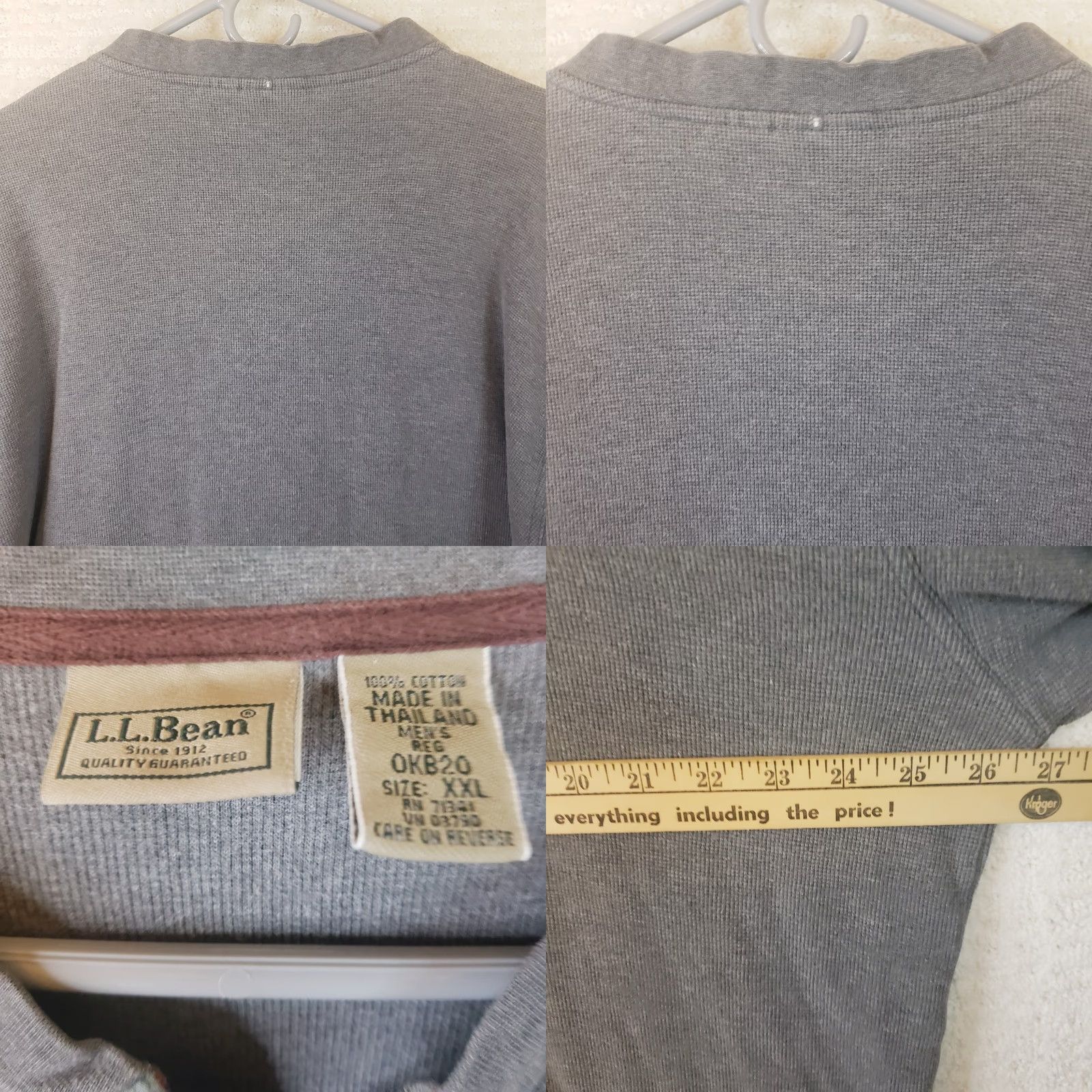 Vintage VINTAGE LL Bean Henley Shirt Men XXL Regular Gray Cotton Traditional Fit Long Sleeve Size US XXL / EU 58 / 5 - 8 Thumbnail