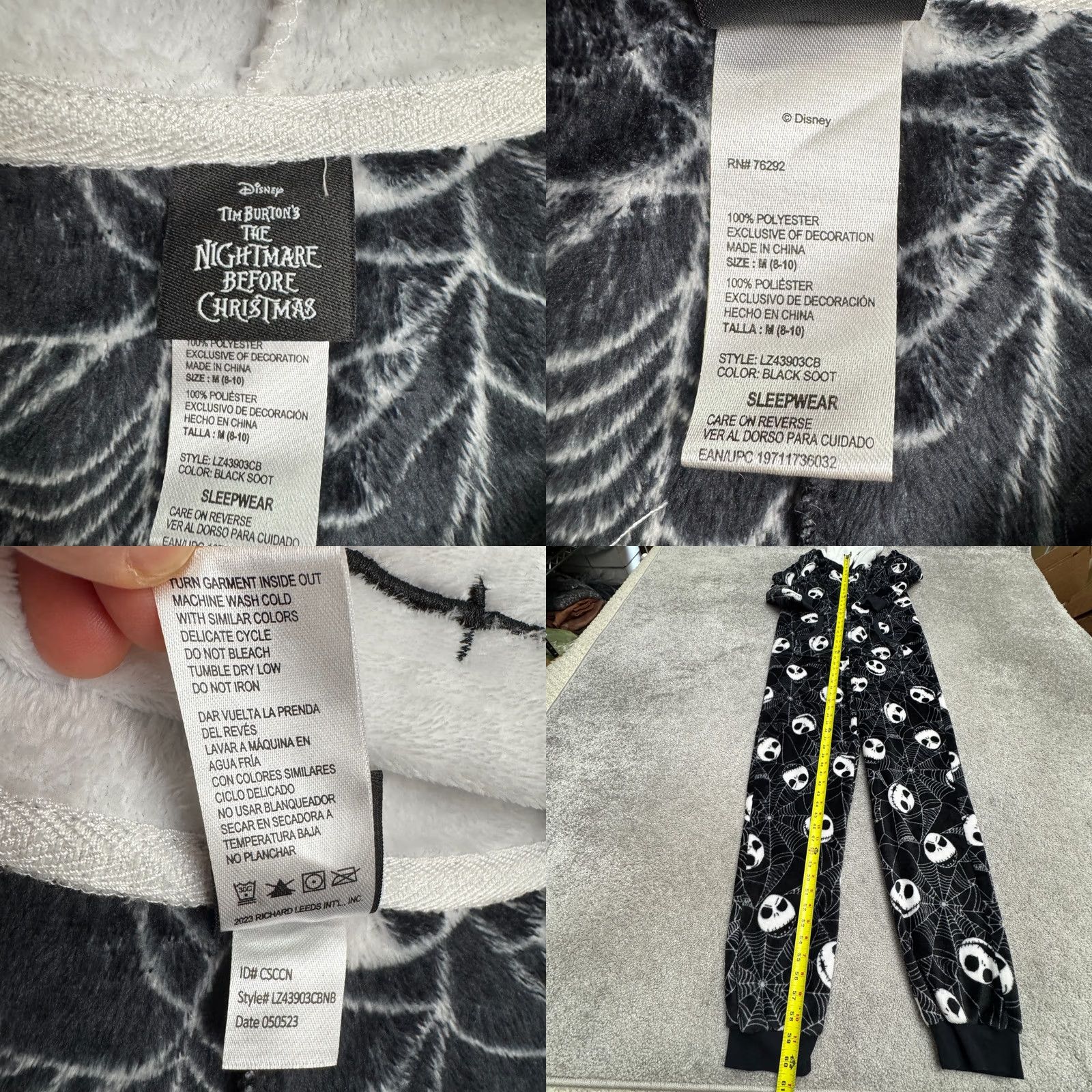 Disney VINTAGE? Disney Nightmare Before Christmas Jack Skellington 1 Piece Pajama Medium Fleece Size ONE SIZE - 8 Thumbnail