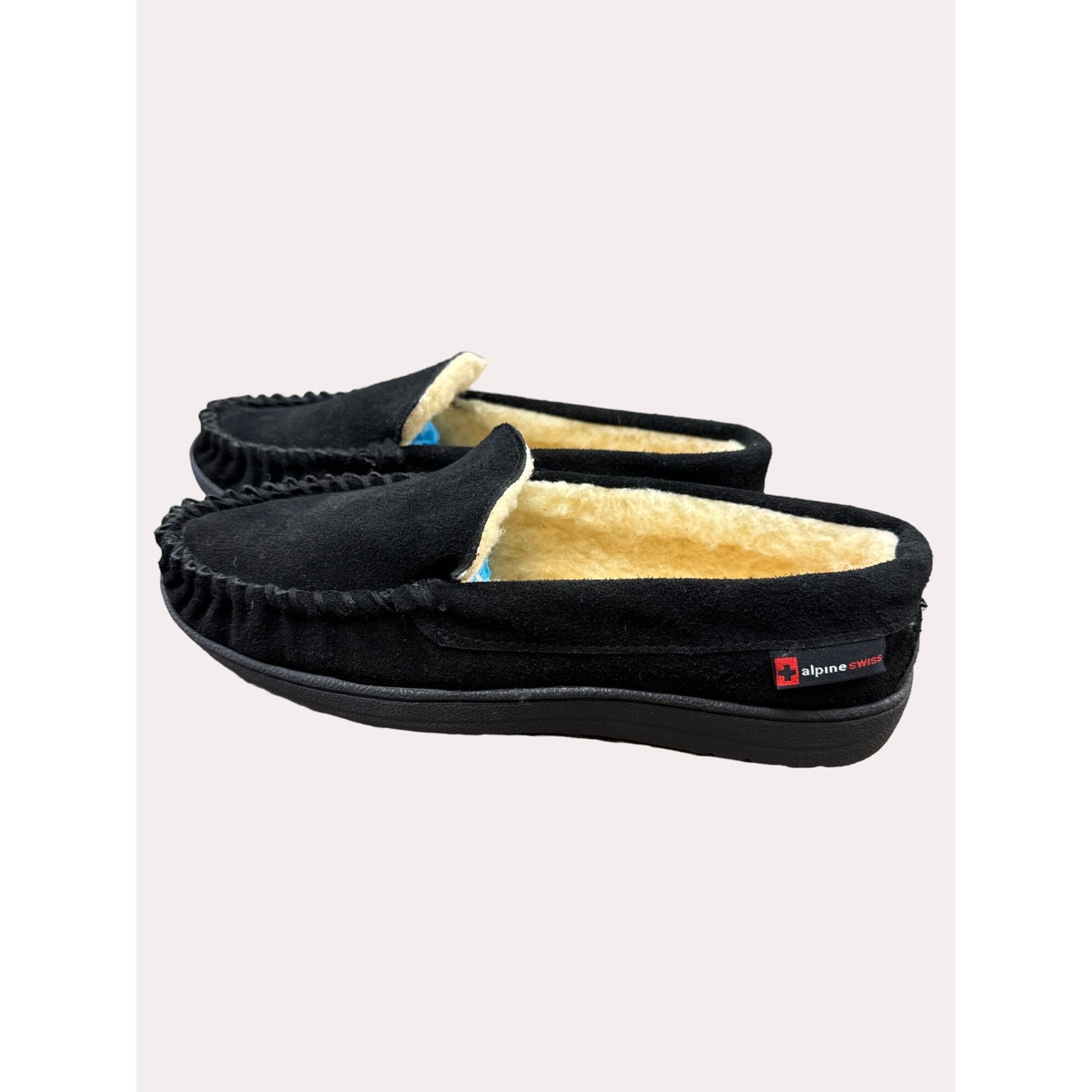 Alpinestars Alpine Swiss men’s Black suede moccasin slip fur lined shoes Size US 9 / EU 42 - 3 Thumbnail