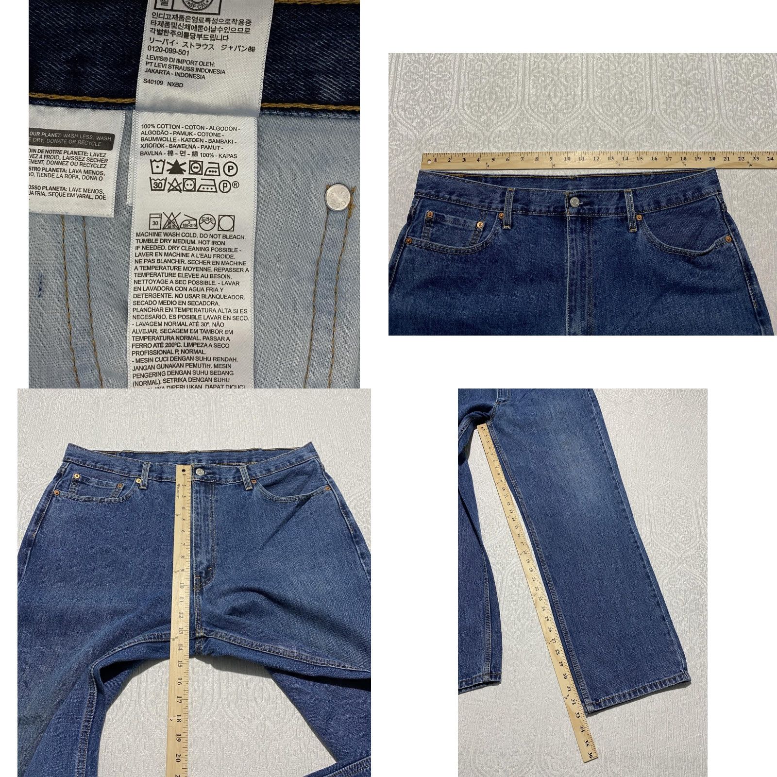 Levi's Levi's 550 Jeans Mens 40x34 Blue Relaxed Fit Tapered Leg Denim Red Tab Mid Wash Size US 40 / EU 56 - 8 Thumbnail