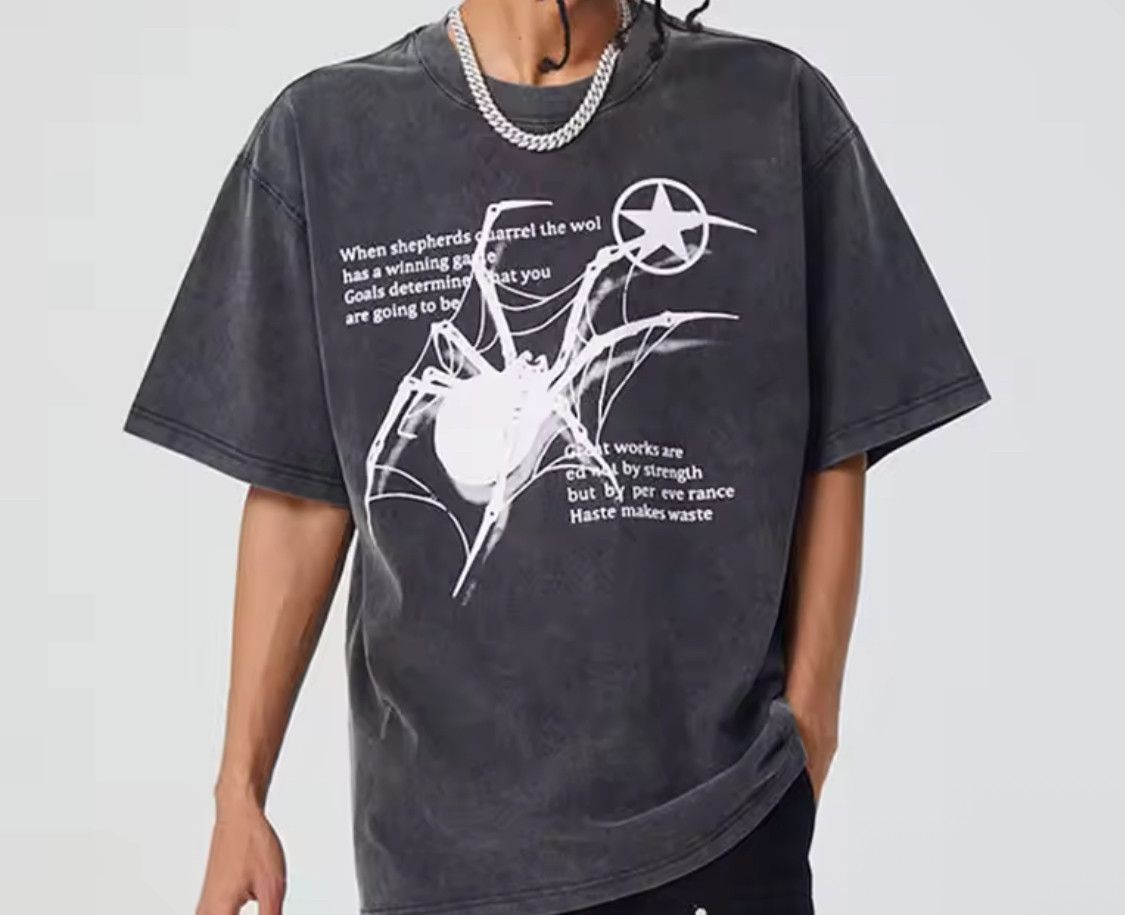 Japanese Brand Streetwear Y2K Vintage Spider Star Print Washed T-Shirt Punk Size US S / EU 44-46 / 1 - 3 Thumbnail
