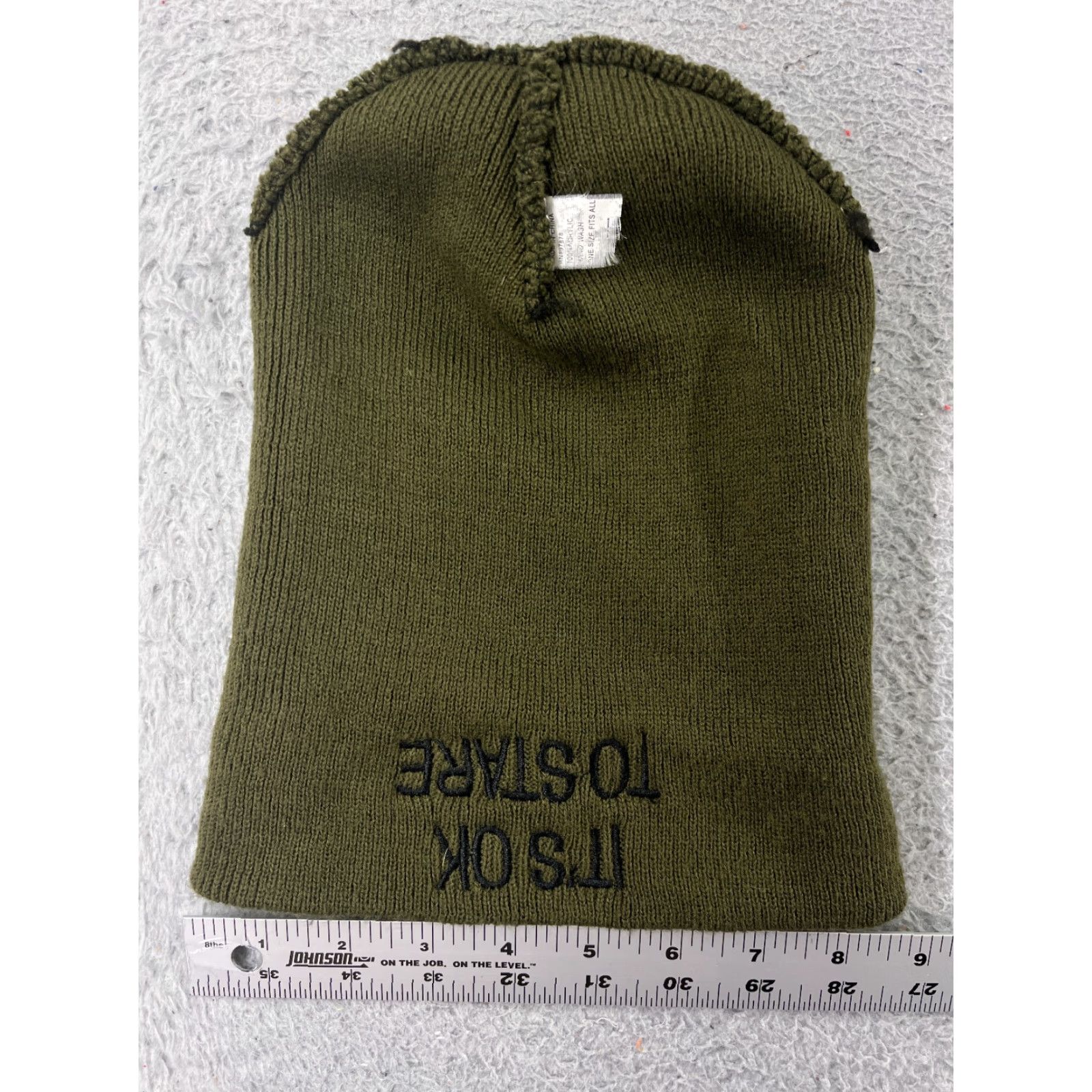 Vintage It's Ok To Stare Beanie Womens One Size Green Knit Embroidered Acrylic Size ONE SIZE - 4 Thumbnail
