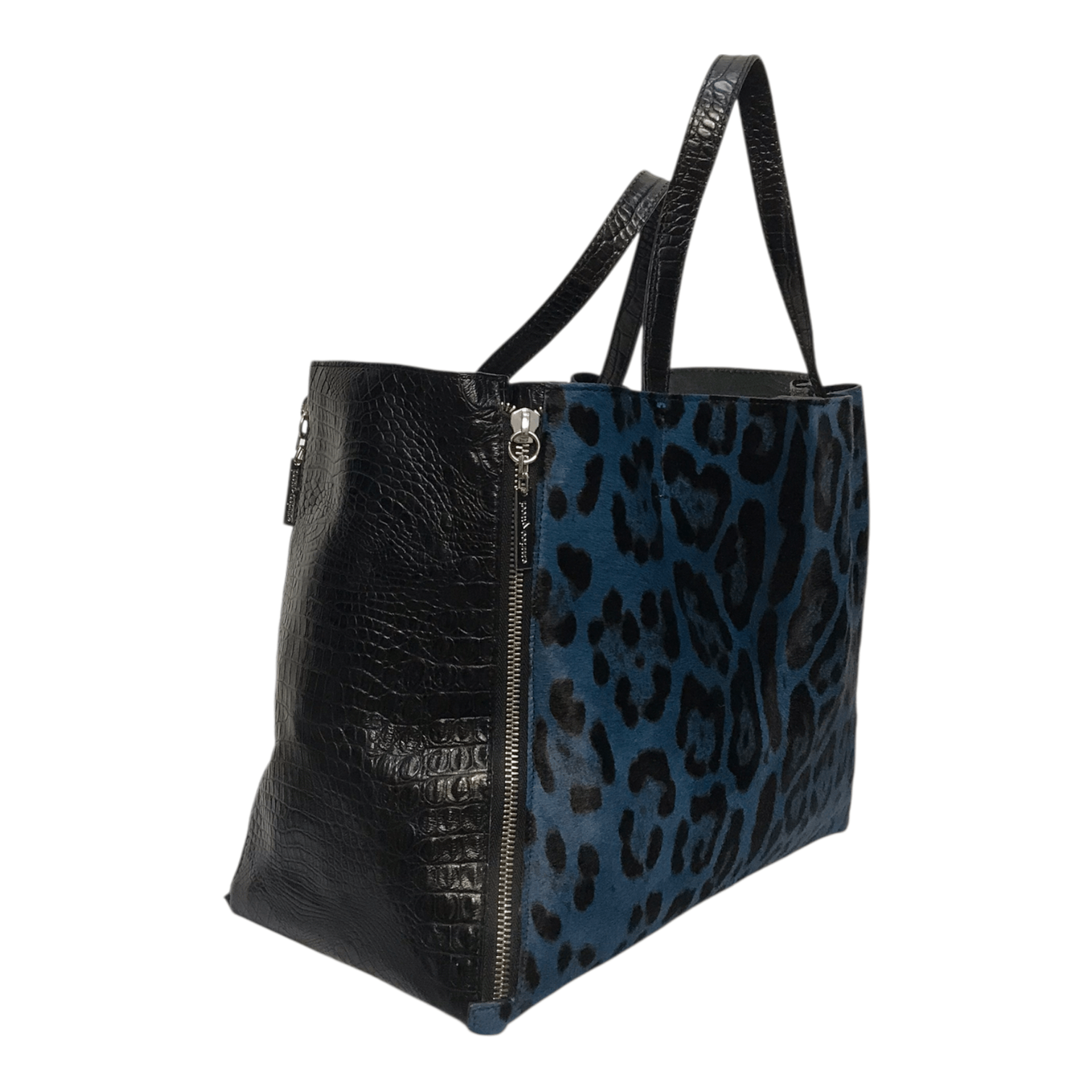 Genuine Leather enrico Pucci Crocodile With Leopard Fur Leather HandBag Size ONE SIZE - 3 Thumbnail