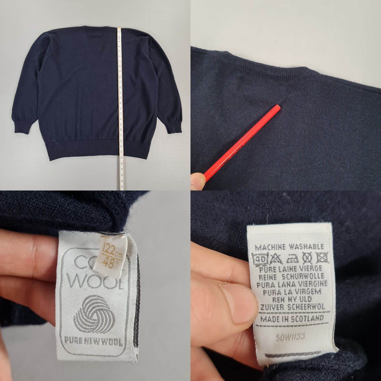 Vintage Pringle Jumper Navy Blue M Wool Knit V-Neck Pullover Mens Size US M / EU 48-50 / 2 - 8 Thumbnail