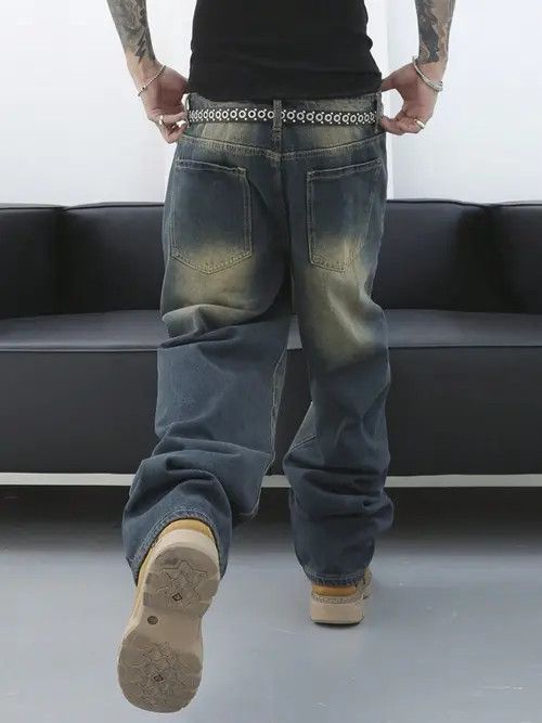 Japanese Brand Faded Skate Baggy Denim Jeans Loose fit Size US 34 / EU 50 - 2 Thumbnail