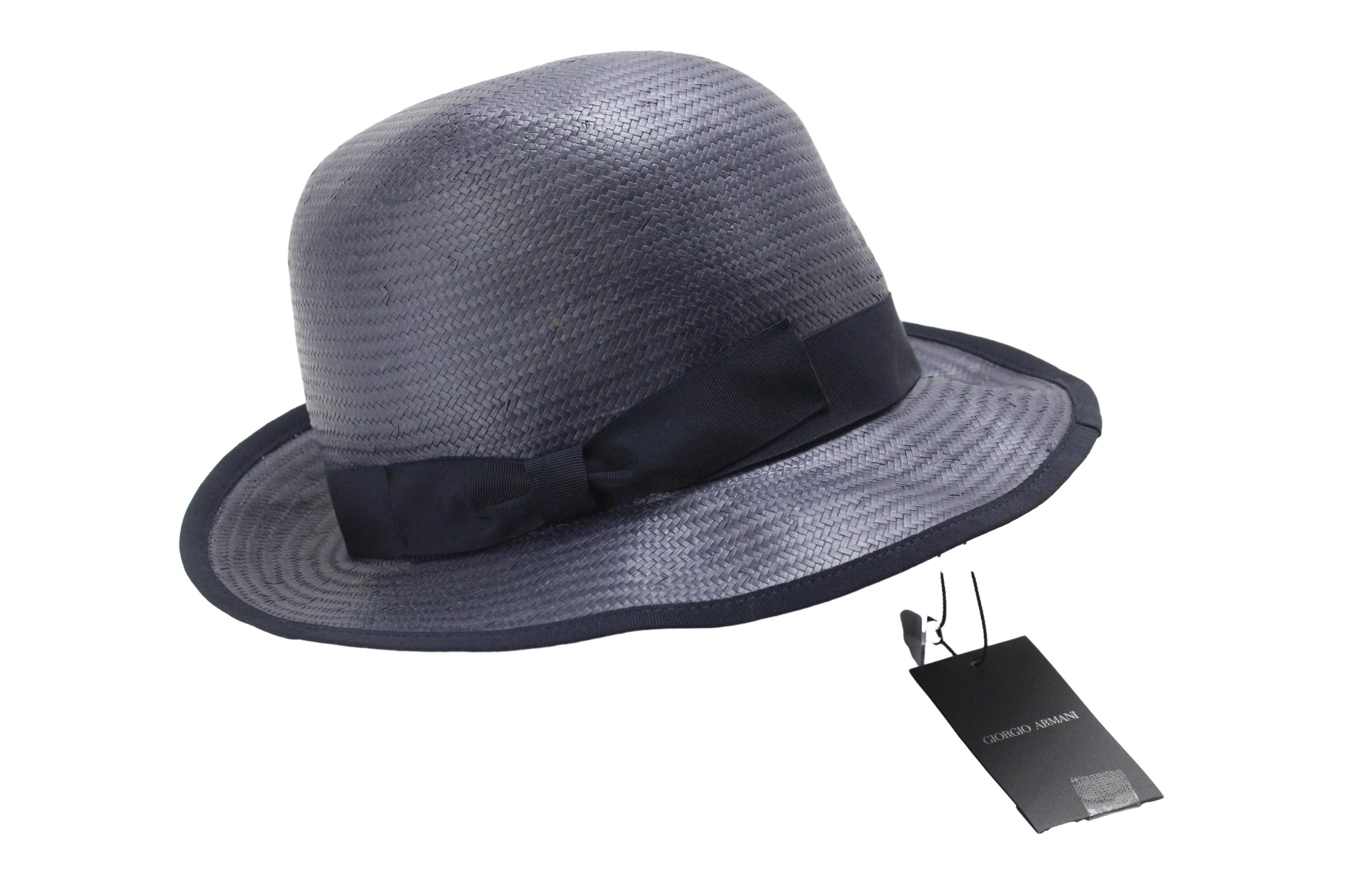 GIORGIO ARMANI Hat Men's ONE SIZE Ribbon Casual Dark Blue