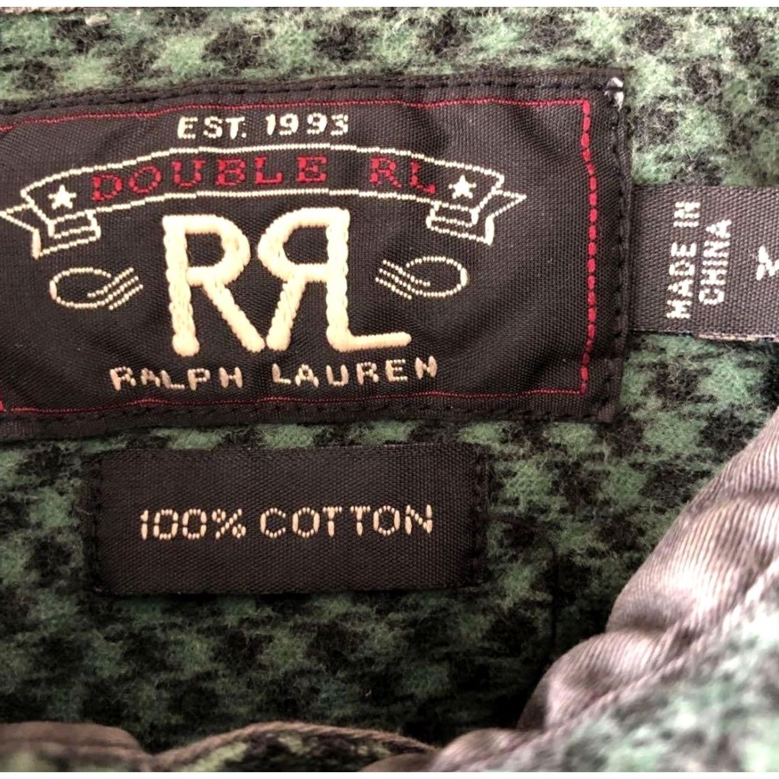 Ralph Lauren RRL Ralph Lauren Flannel Shirt Houndstooth Check Size M Black Green Men's Button-Up Long Sleeve Pre-owned Size US M / EU 48-50 / 2 - 4 Thumbnail