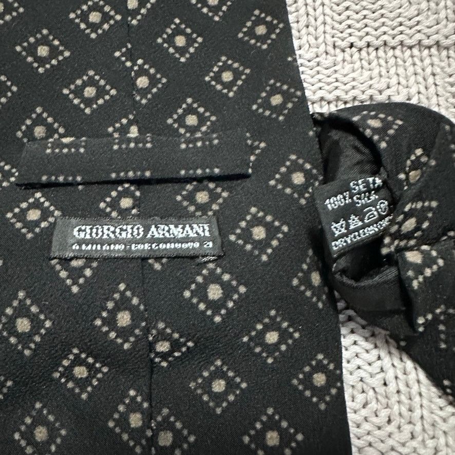 Giorgio Armani Vintage Giorgio Armani black gold diamond geometric silk tie Size ONE SIZE - 3 Thumbnail
