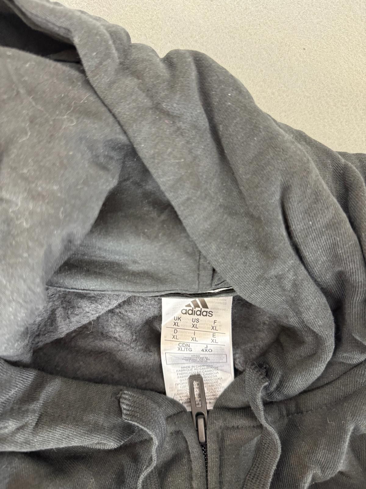 Adidas Adidas Black Full-Zip Hoodie with White Stripes Mens Size XL Size US XL / EU 56 / 4 - 5 Thumbnail