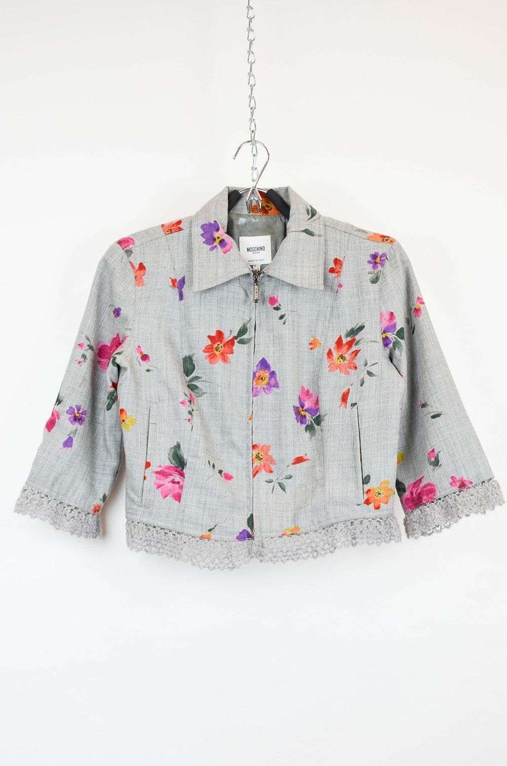 Moschino Moschino Jeans Floral Zip Jacket with Crochet Trim - IT42 Size M / US 6-8 / IT 42-44 - 1 Thumbnail