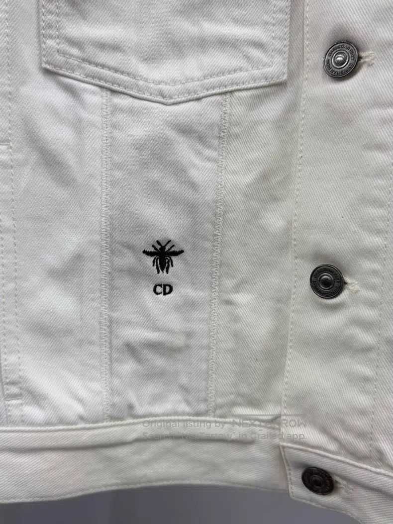 Dior Dior White and beige bee denim jacket Size XS / US 0-2 / IT 36-38 - 2 Thumbnail