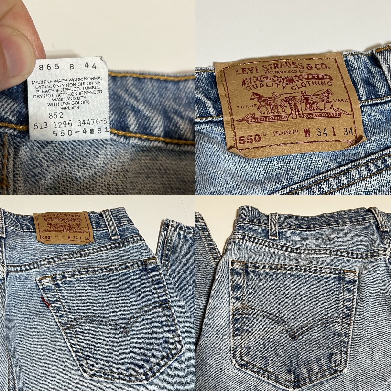 Levi's VINTAGE Levi's 550 Jeans Relaxed Fit Mens Blue Distressed 33x34 Grunge 34x34 Tags 5-Pocket Denim Slim Straight Mid Rise Jeans Mens Size US 33 - 8 Thumbnail