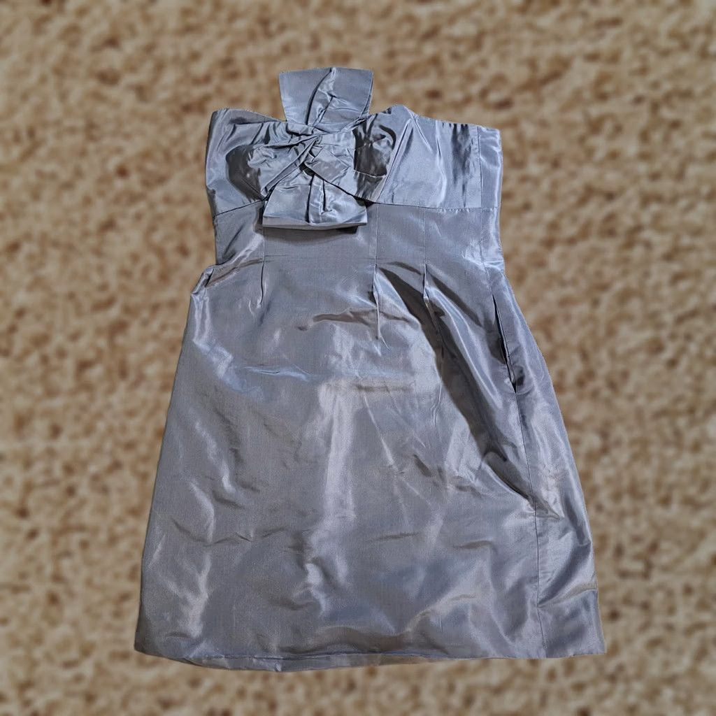 J.Crew J.CREW Dress Women 12 Gray Silk Satin Strapless Bow Short Cocktail Formal Wedding Party Costume Size 34" / US 12 / IT 48 - 1 Thumbnail