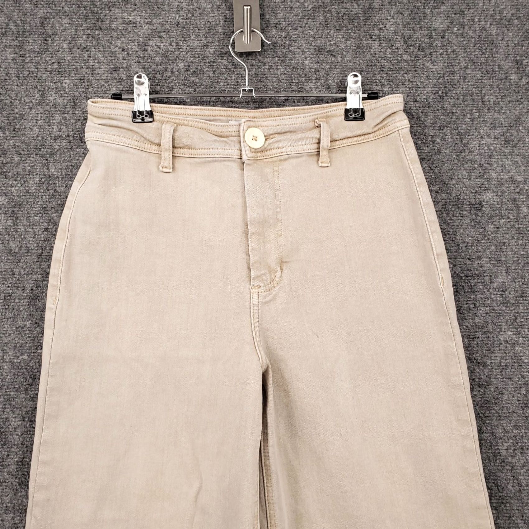 Vintage Oat Beige Wide-Leg High Rise Pants Womens 6 28 Flat Front Zip Fly Cotton Blend Spandex Size 28" / US 6 / IT 42 - 6 Thumbnail
