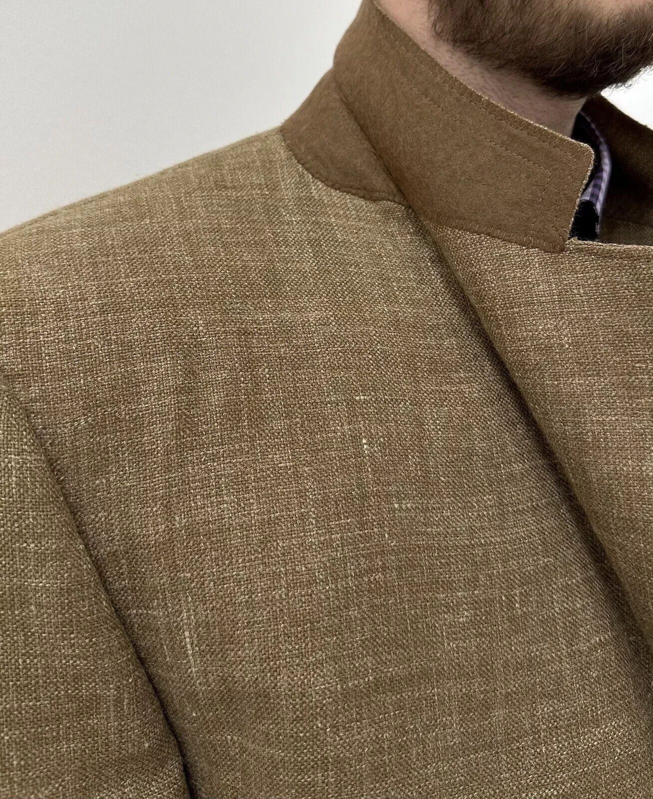Canali Canali Blazer Sport Coat Mens Tan Plaid Silk Wool Linen Size 44R - 18 Thumbnail