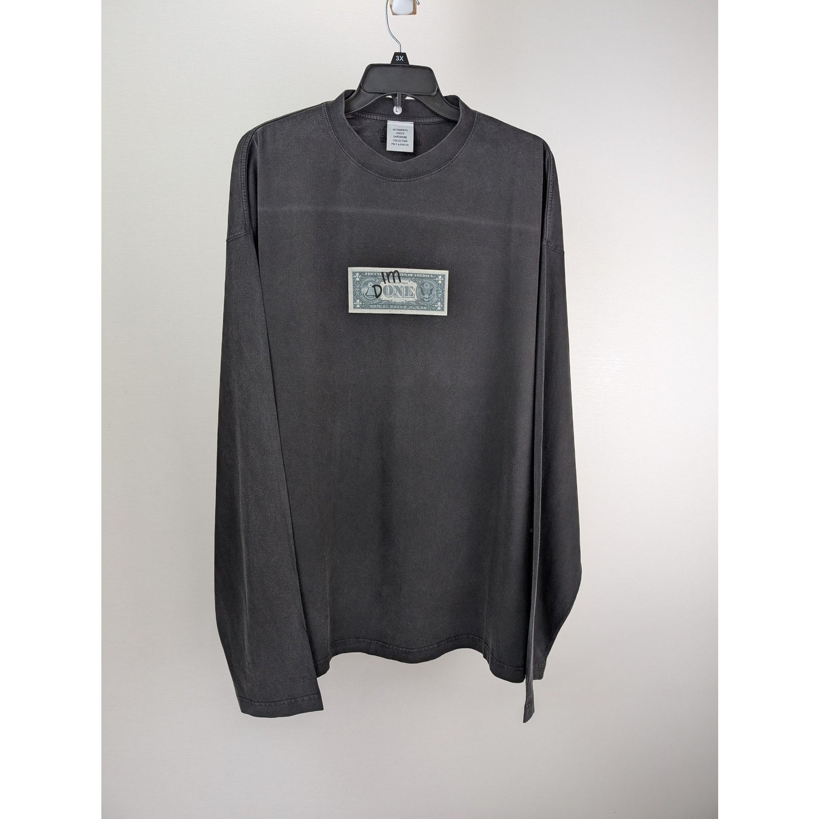 Vetements o1rshd1 Dollar Bill Long sleeve S T-Shirt in Black Size US L / EU 52-54 / 3 - 8 Thumbnail