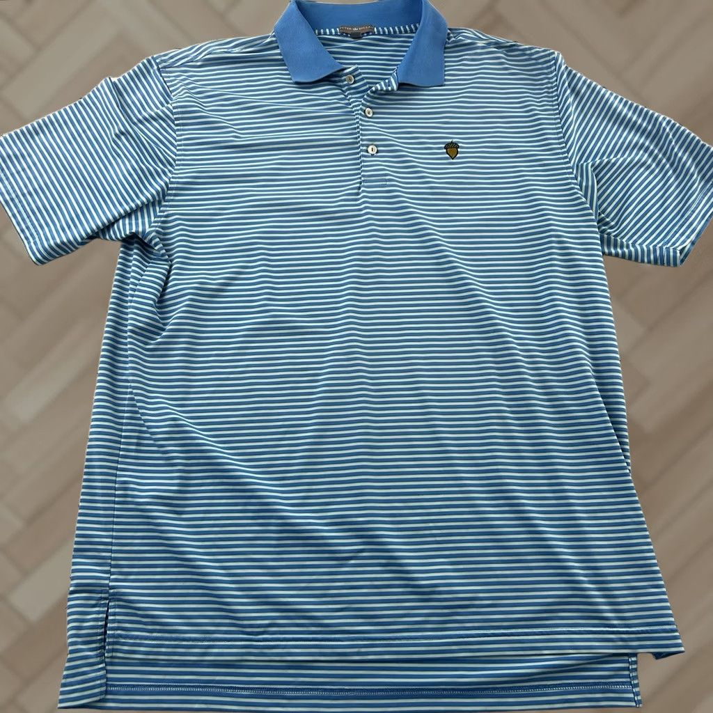 Peter Millar Peter Millar Summer Comfort Striped Spanish Oaks Polo Shirt Men's XL Blue Short Sleeve Button-Up Casual Shirt Size US XL / EU 56 / 4 - 1 Thumbnail