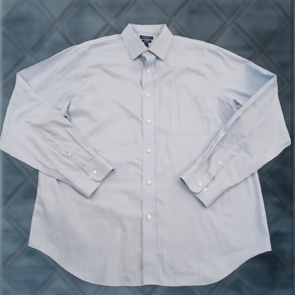 Croft & Barrow Croft & Barrow Shirt Mens 17.5 Blue Striped Long Sleeve Button Up Cotton Size US XXL / EU 58 / 5 - 1 Thumbnail
