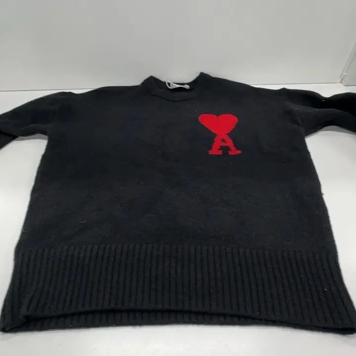 AMI AMI Black Crewneck Sweater with Heart Logo -2507 Size US S / EU 44-46 / 1 - 4 Thumbnail