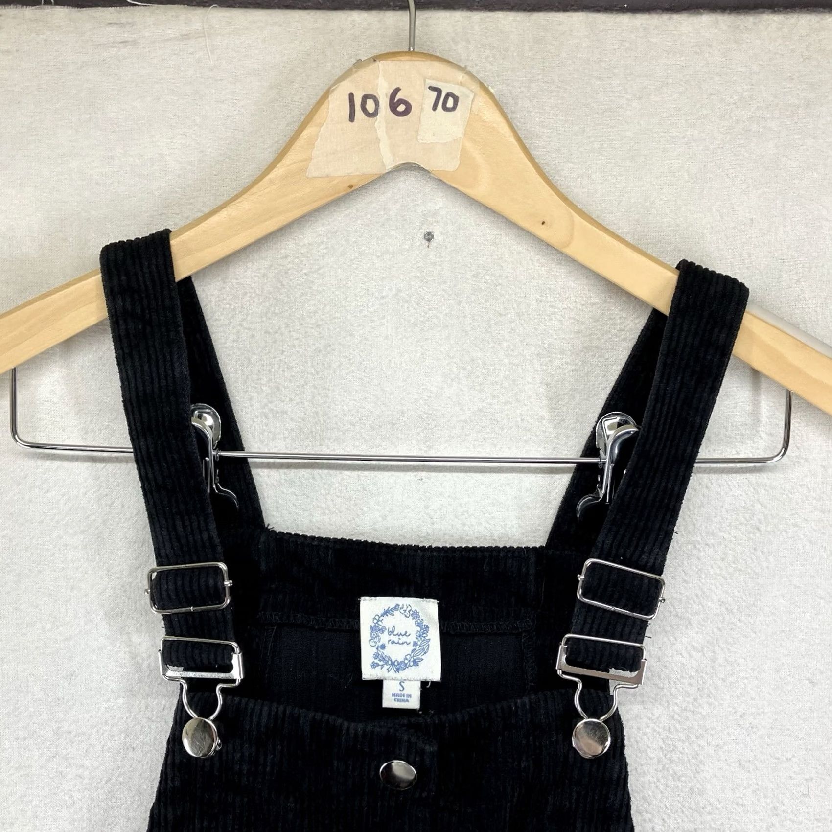 Vintage Women's Overall Skirt Black Corduroy Small Adjustable Pockets Casual Woman Short 80s Geek Retro Blue Rain Size 32" / US 10 / IT 46 - 5 Thumbnail