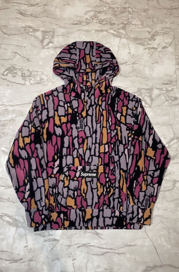 image of Supreme Polartec Hooded Sweatshirt in Purple Camo, Men's (Size Small)