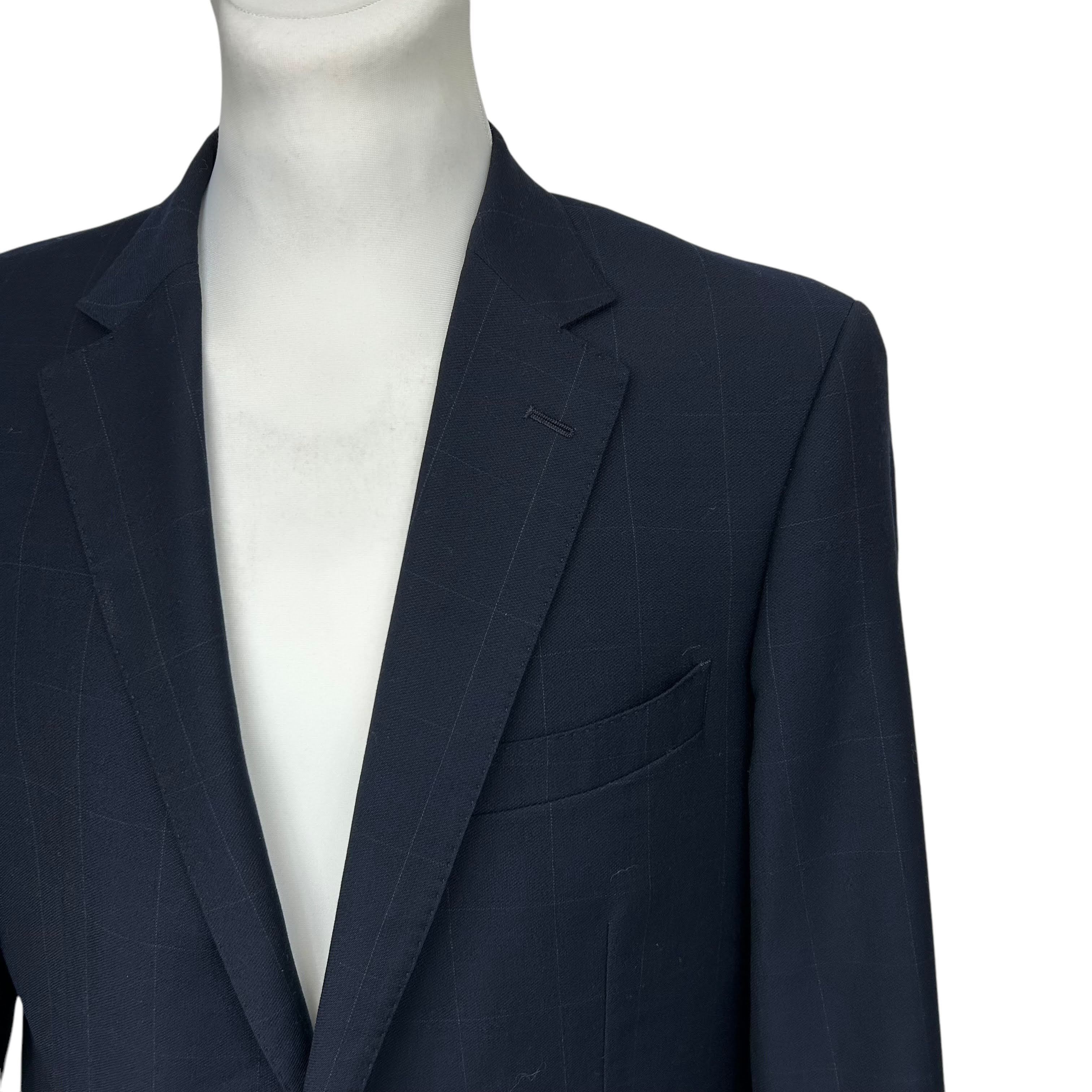 Boggi Boggi Milano Navy Blue Check Blazer Wool 52 Size 42R - 3 Thumbnail