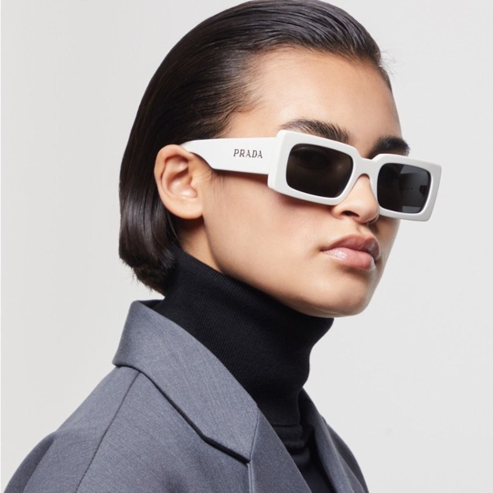 Prada PRADA Sunglasses PRA07S 1425S0 Talc/Dark Grey Women NEW Size ONE SIZE - 1 Thumbnail