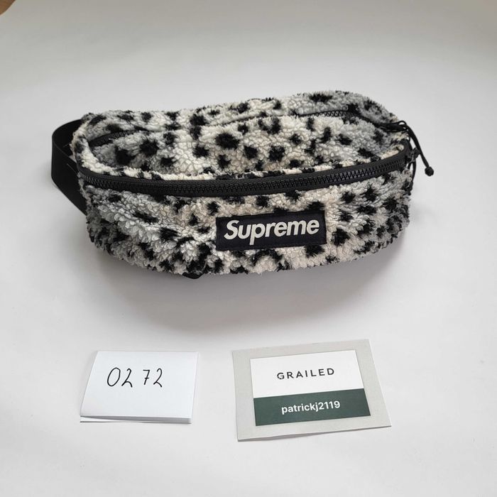 Supreme leopard fleece waist hot sale bag