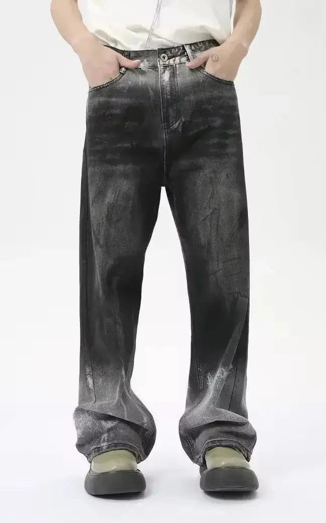 Japanese Brand Streetwear Gradient Design Loose Straight Washed Jeans Size US 32 / EU 48 - 5 Thumbnail