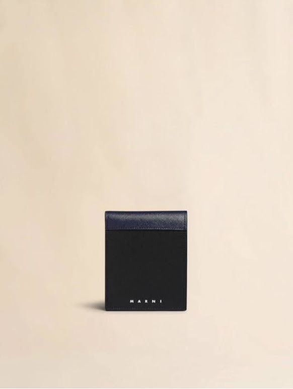 Marni o1w1db10326 Size: OS/Leather Bi-Fold Wallet in Black/Blue Size ONE SIZE - 1 Thumbnail
