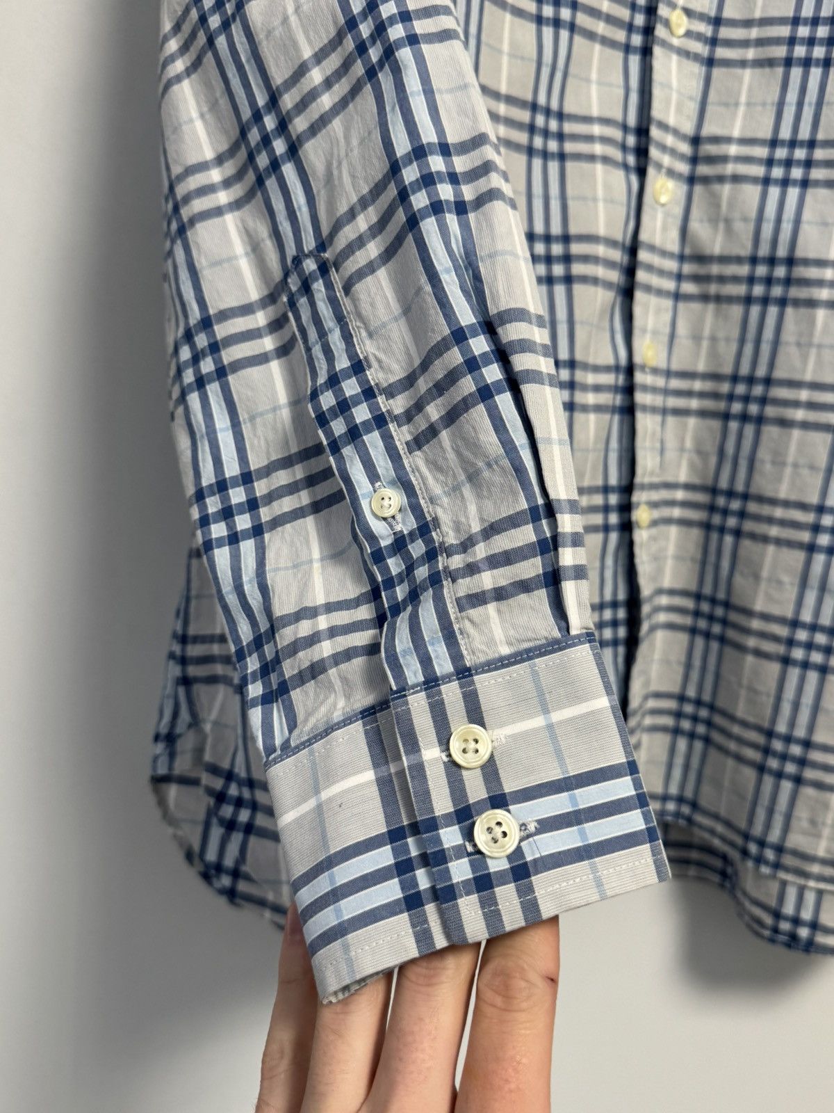 Burberry Vintage Burberry Nova Check Long Sleeve Blue Shirt Size US L / EU 52-54 / 3 - 9 Thumbnail
