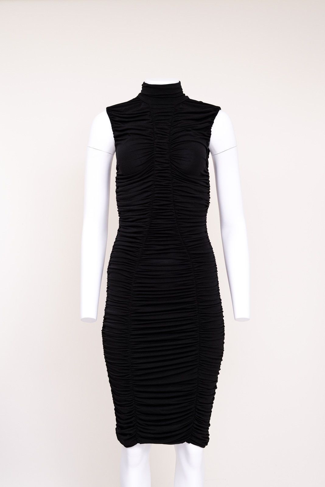 Dolce & Gabbana Dolce & Gabbana 1995 Turtleneck Ruched Black Dress Size M / US 6-8 / IT 42-44 - 2 Thumbnail