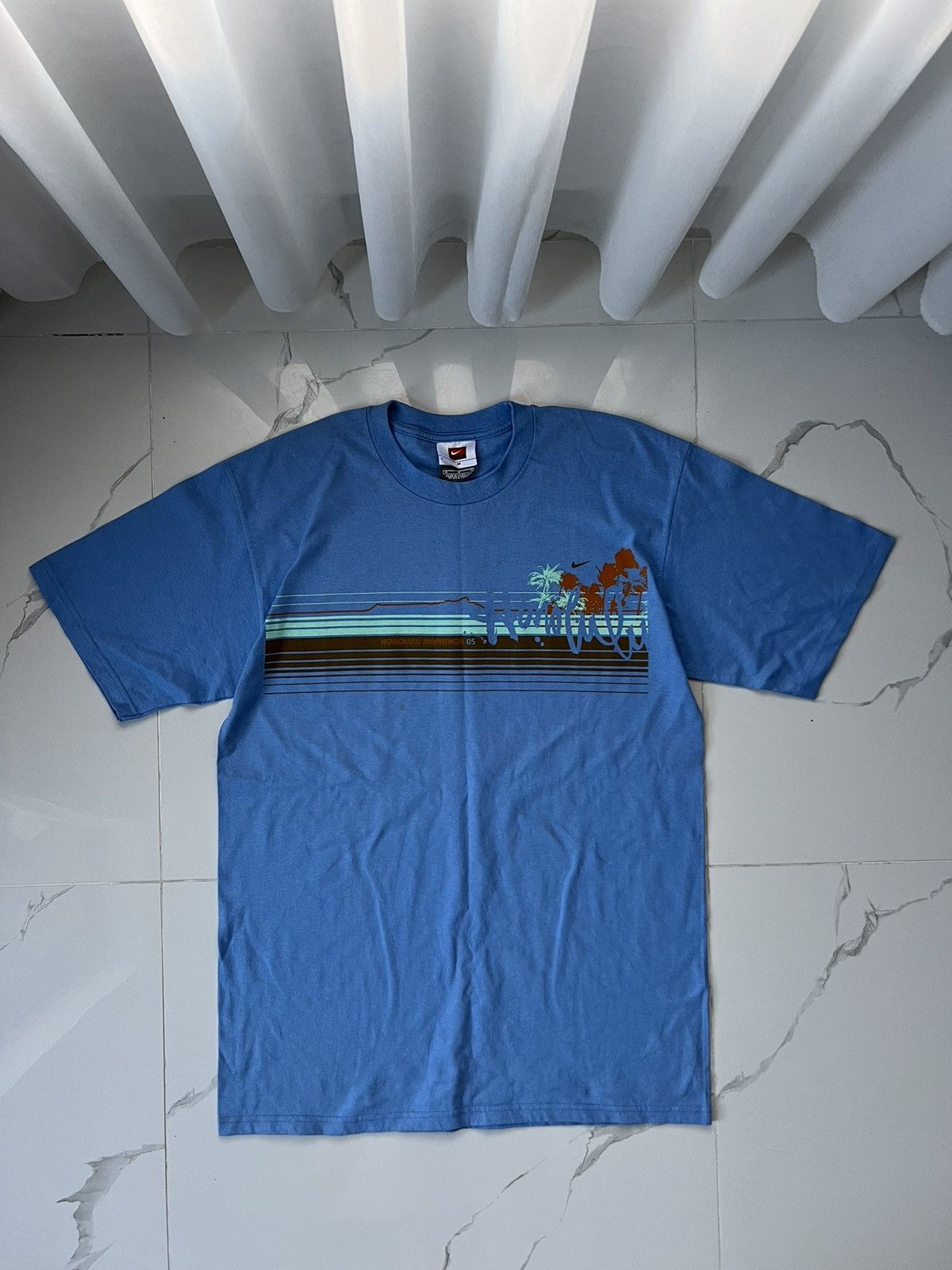 Nike × Vintage 90's NIKE HONOLULU MARATHON 05 RETRO RARE TEE SWOOSH LOGO Size US M / EU 48-50 / 2 - 1 Thumbnail