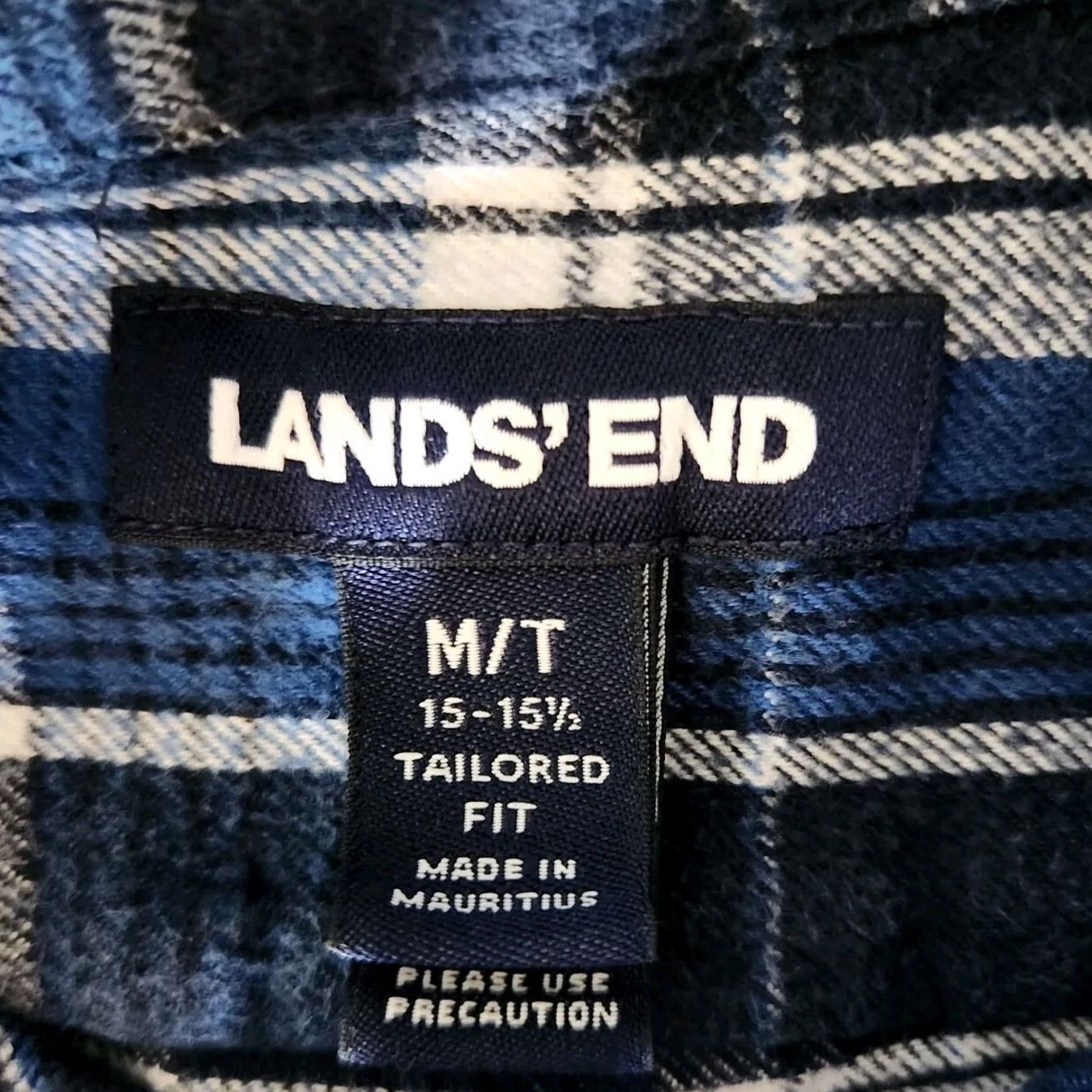 Lands' End Lands' End Mens Button Up LS Long Sleeves Flannel Shirt Blue Medium T 15-15.5 Size US M / EU 48-50 / 2 - 3 Thumbnail