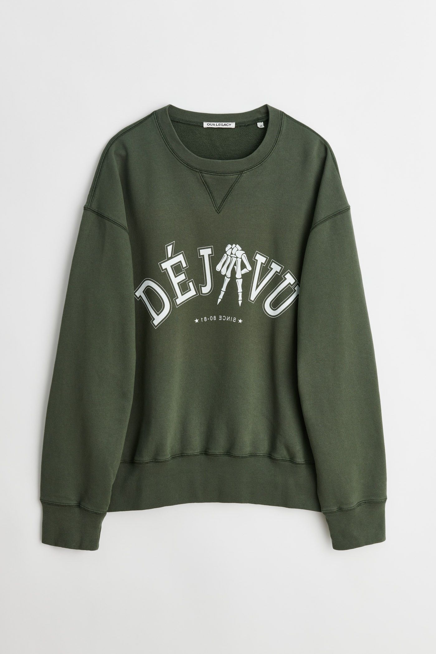 image of Our Legacy Deja Vu Base Crew Sweat Size 50 in Olive Green, Men's