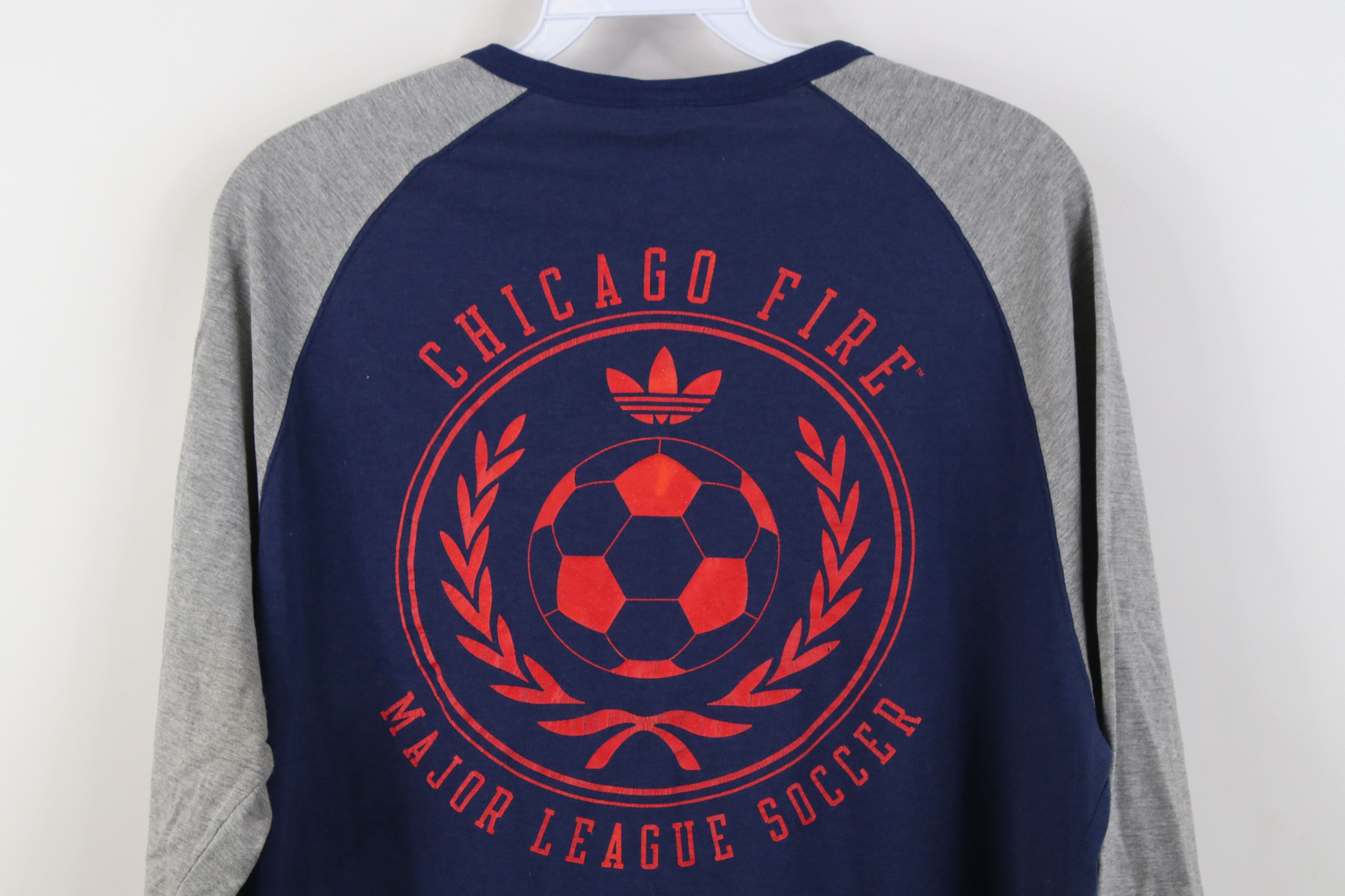 Adidas Adidas MLS Soccer Chicago Fire Raglan Henley T-Shirt Blue Size US L / EU 52-54 / 3 - 15 Thumbnail