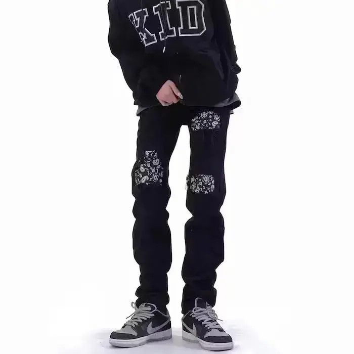 Japanese Brand Mens Skinny Jeans Street, Black Hole Slim Fit Size US 34 / EU 50 - 1 Thumbnail