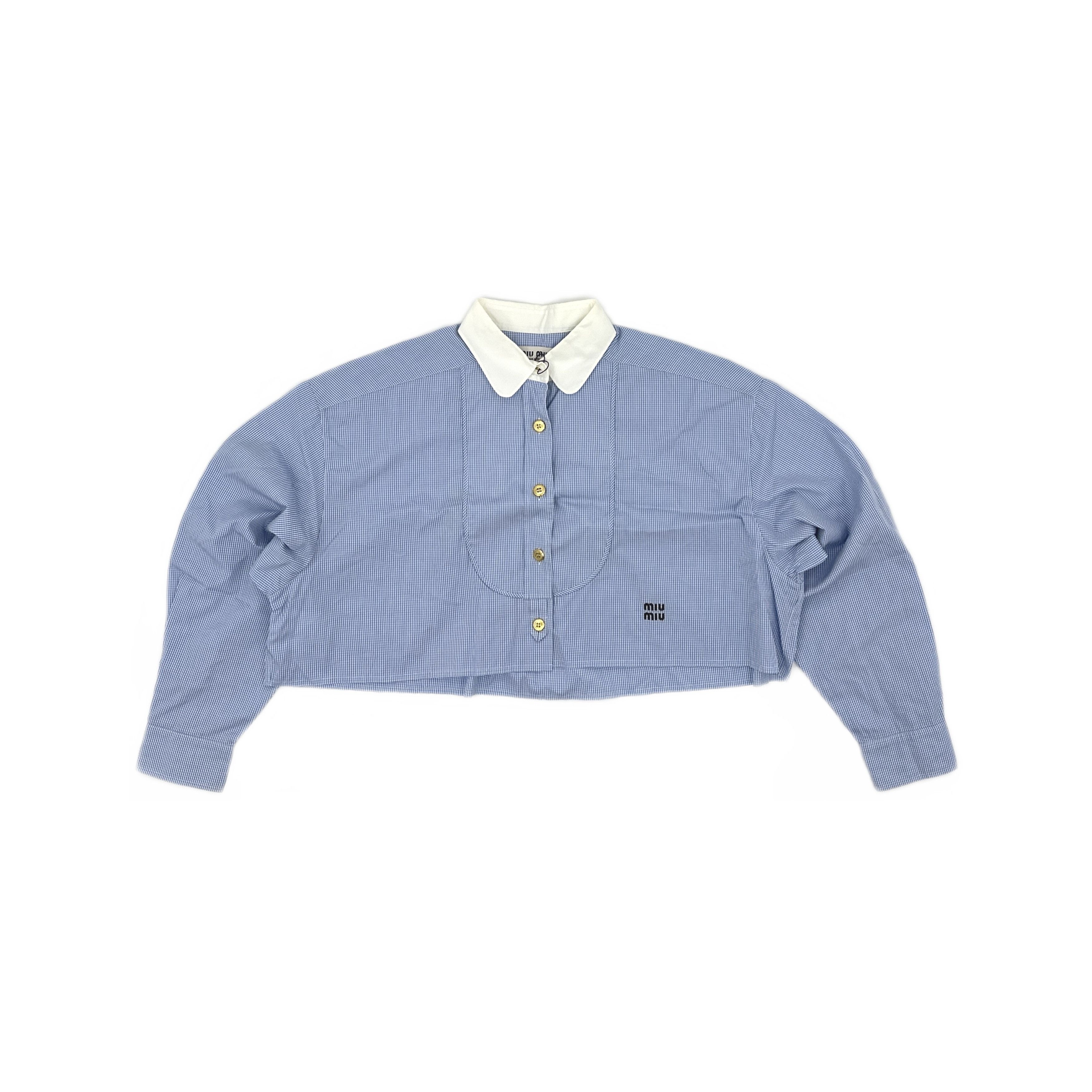 Miu Miu Miu Miu Blue Gingham Button Up Shirt Size 40 Size S / US 4 / IT 40 - 1 Thumbnail