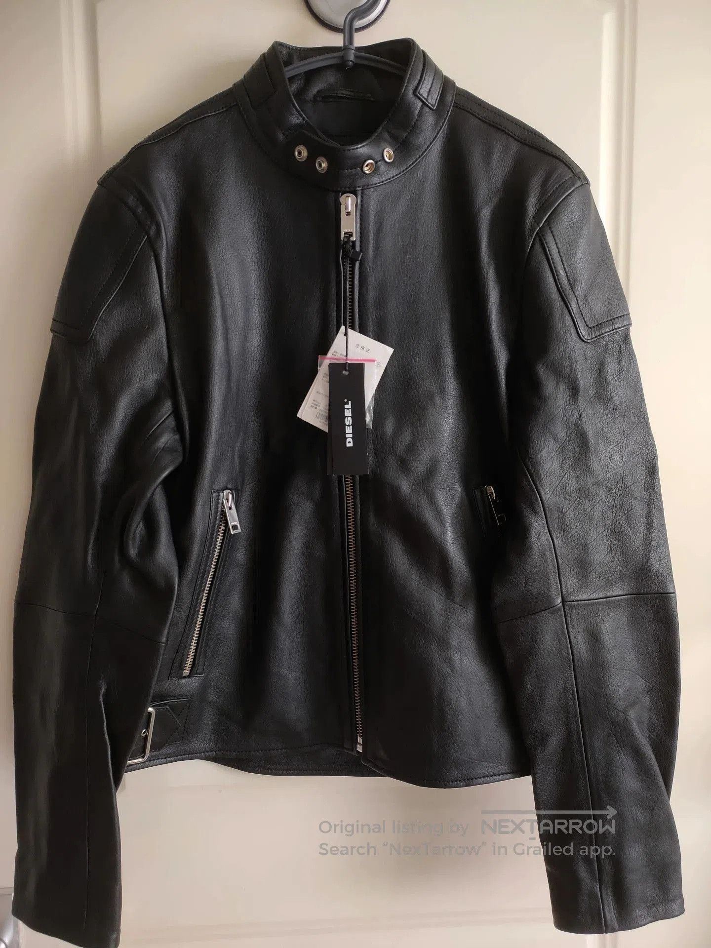 Diesel Diesel Men's Short Stand Collar Leather Jacket. Size US S / EU 44-46 / 1 - 2 Thumbnail