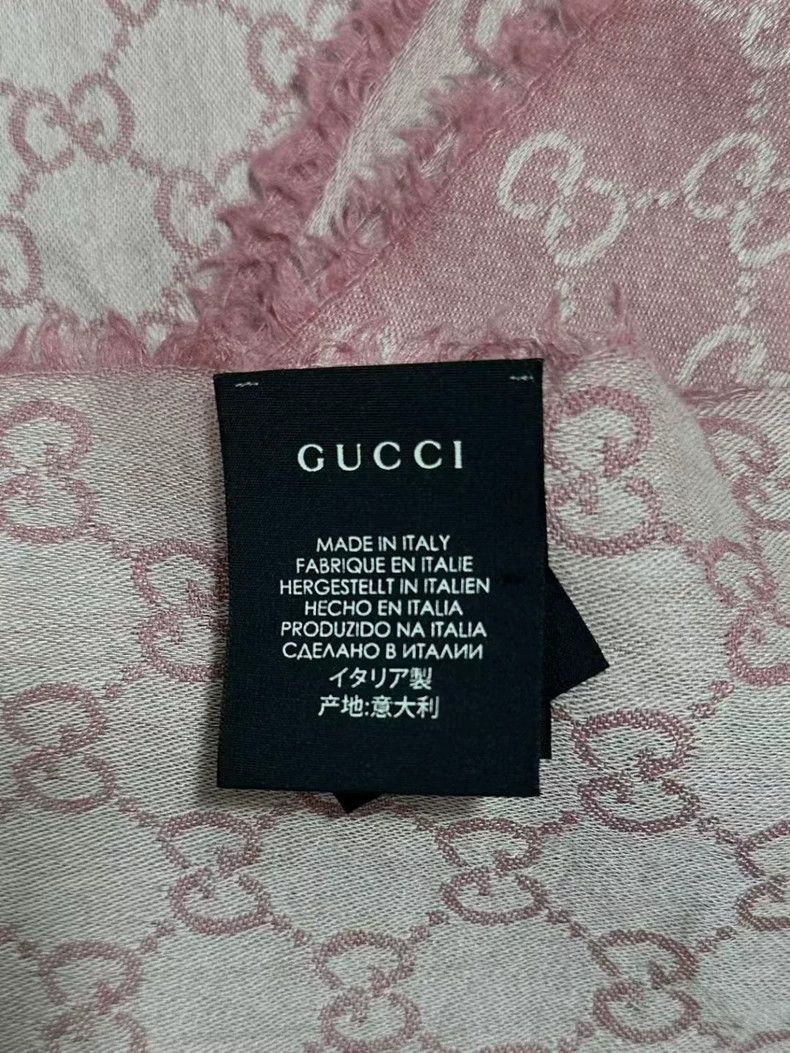 Gucci GUCCI Pink Wool Scarf with Logo Print-2506 Size ONE SIZE - 6 Thumbnail