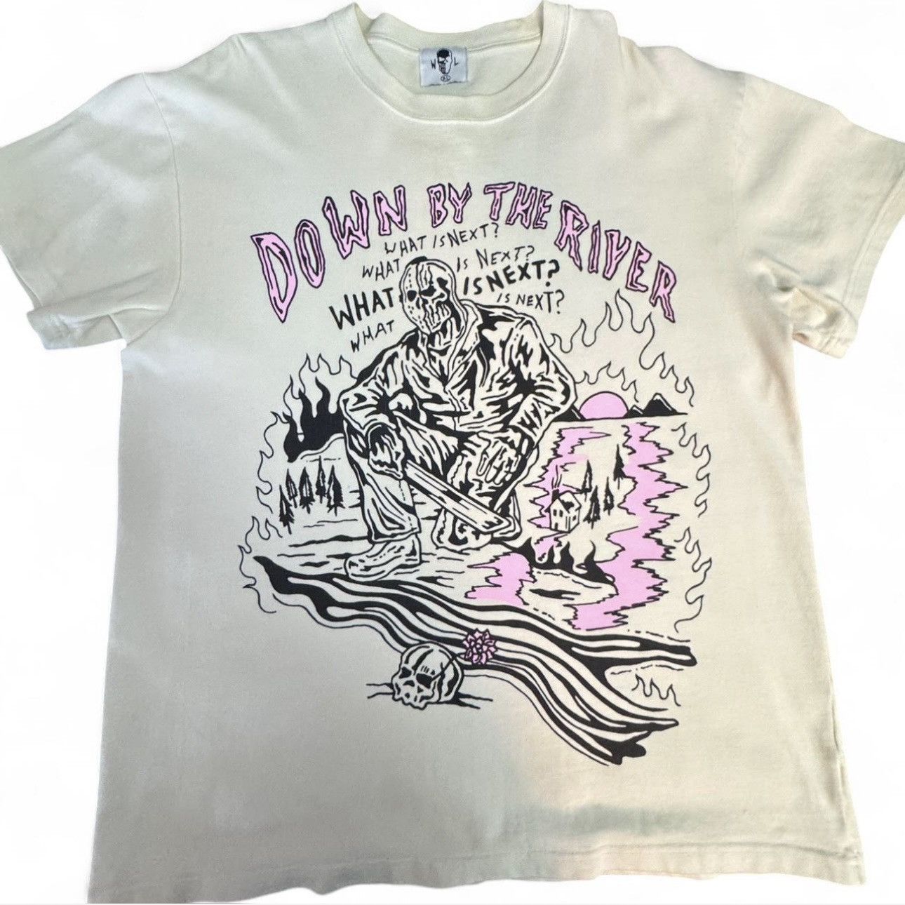 Warren Lotas Warren Lotas “Down by The River” white and pink t shirt XL Size US XL / EU 56 / 4 - 1 Thumbnail