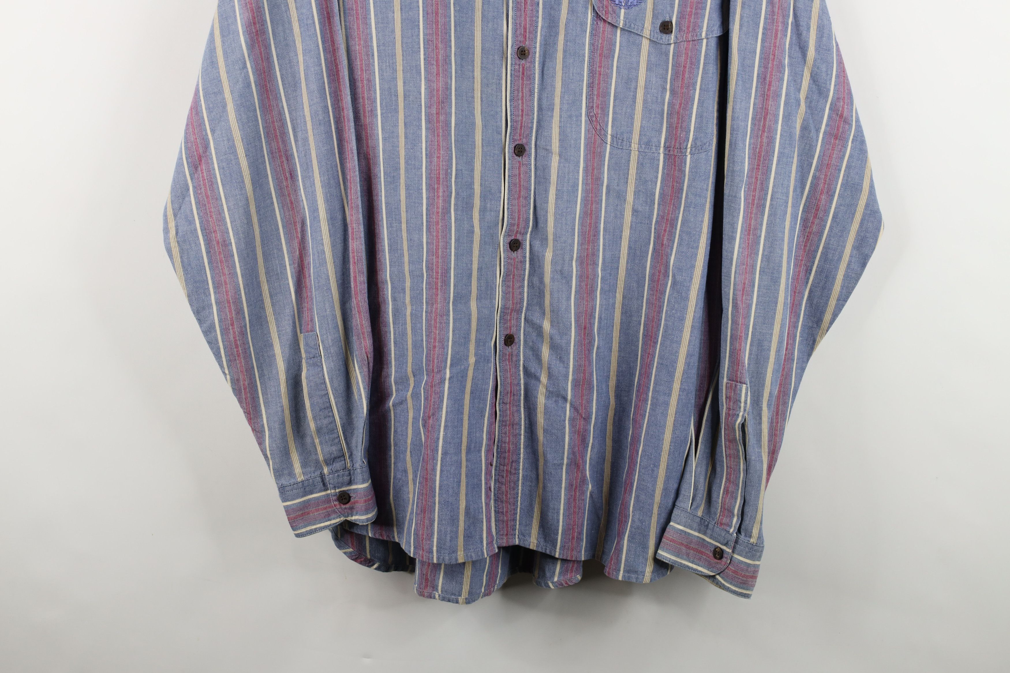 Vintage Vintage 90s Streetwear Chambray Collared Button Shirt Size US L / EU 52-54 / 3 - 3 Thumbnail