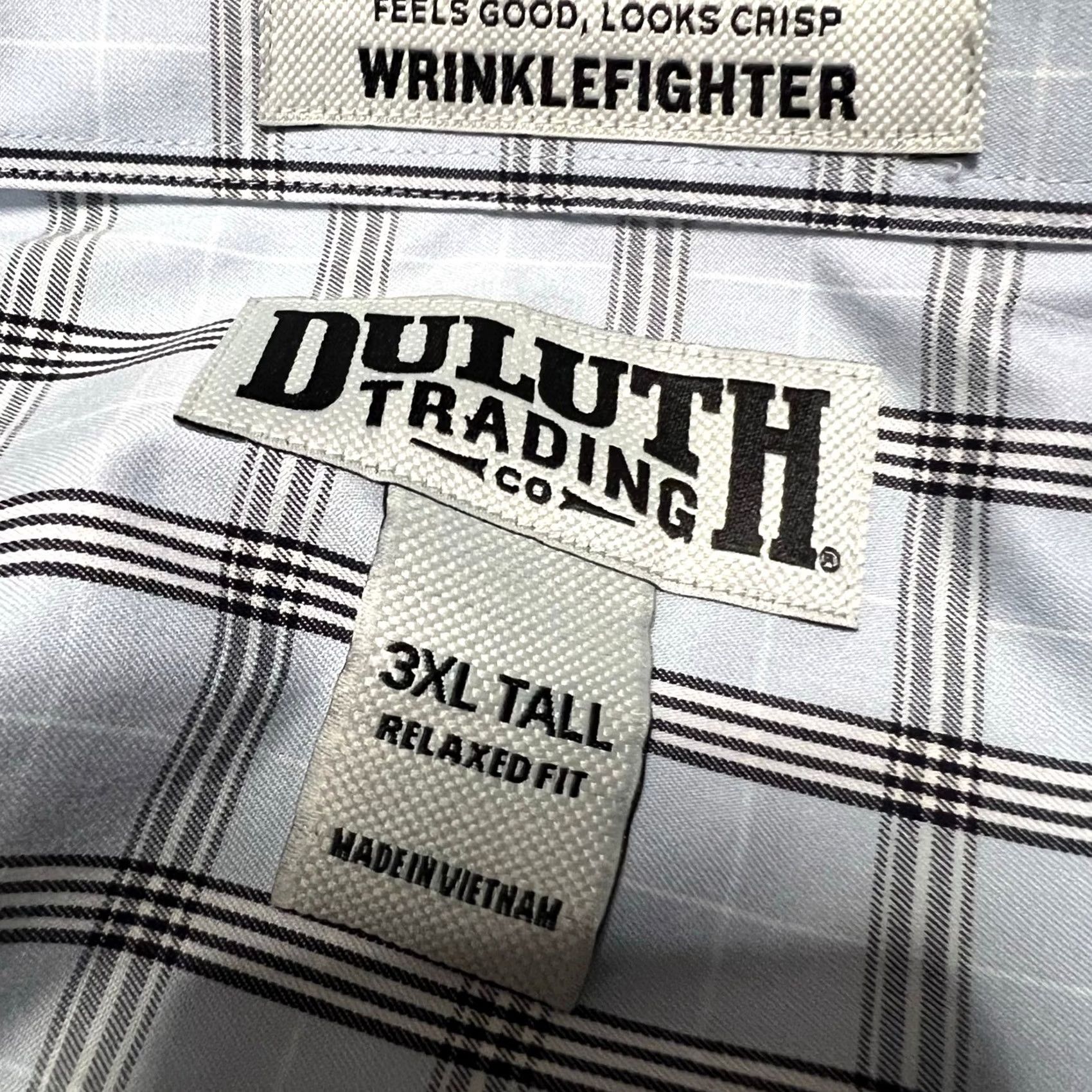 Duluth Trading Company Duluth Shirt Mens 3XL Tall Plaid Wrinkle Fighter Blue Long Sleeve Button Size US XXL / EU 58 / 5 - 6 Thumbnail