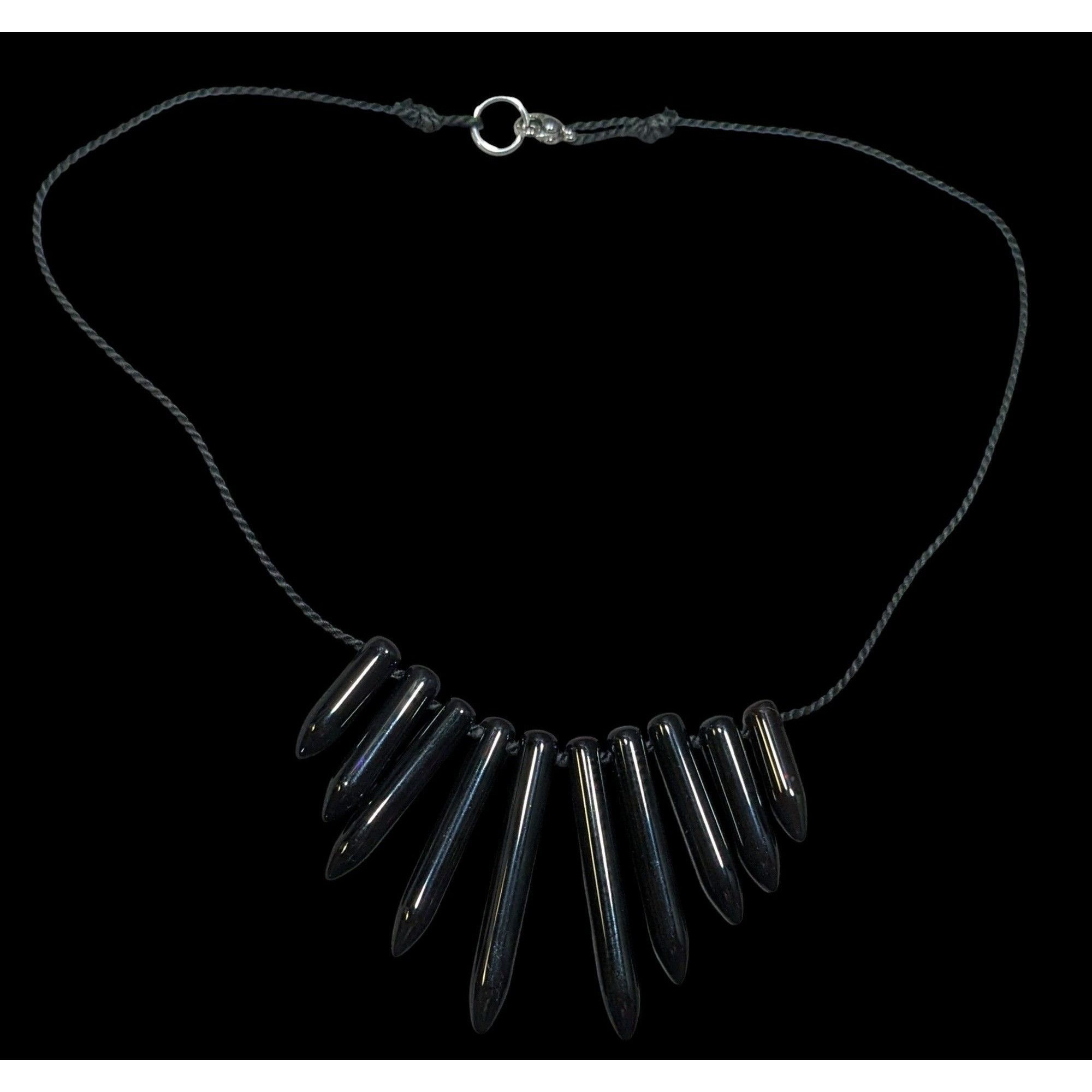 Other Gothic Polished Onyx Graduated Pillar Necklace Size ONE SIZE - 2 Thumbnail