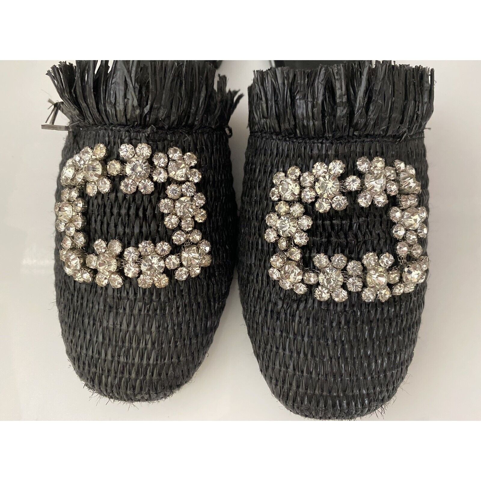 Vintage Bibi Lou Raffia Gem Jeweled Mule Slide Slip On Slipper Shoes Size US 6 / IT 36 - 7 Thumbnail