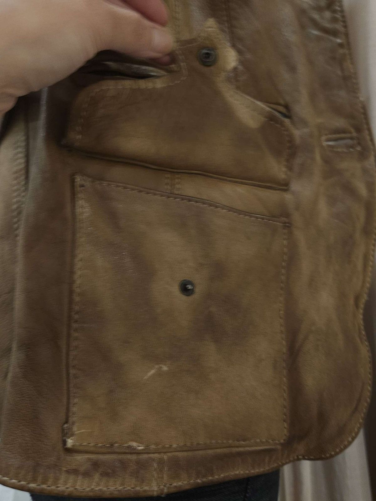 Vintage Super Soft Real Leather Distressed Patina Jacket By Blur Size M / US 6-8 / IT 42-44 - 12 Thumbnail